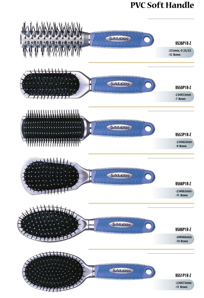 PVC Handle Soft Blue Hair Brushes Set