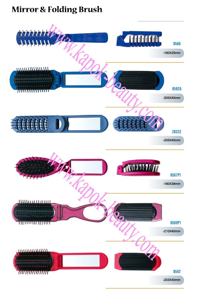 Folding travel Hair Brushes with mirror
