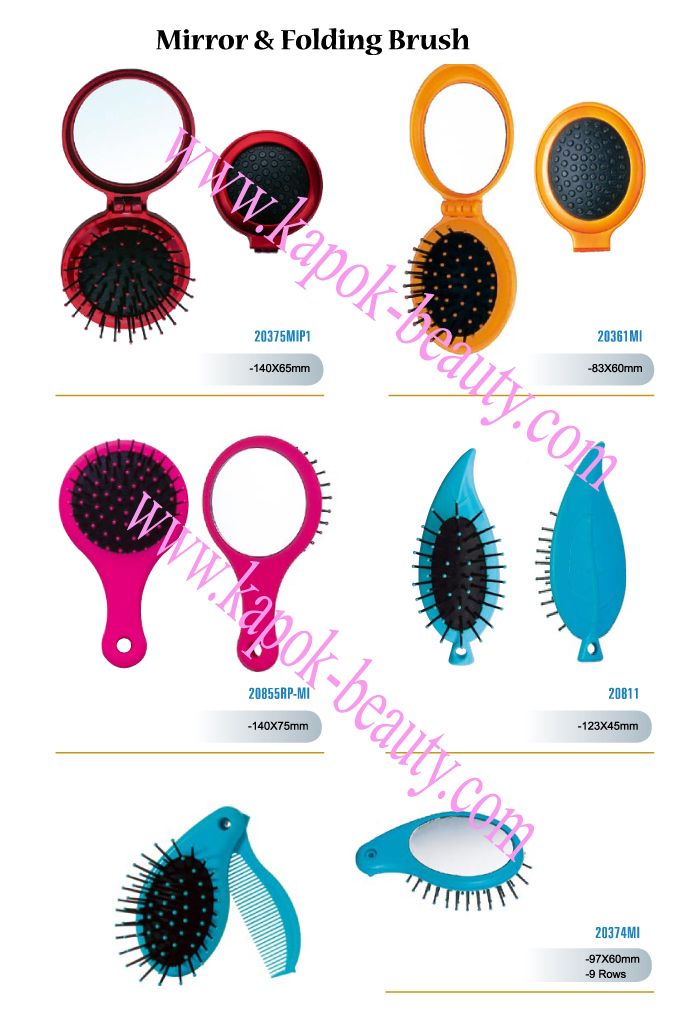 Folding Hair Brushes with mirror